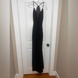 Black prom or wedding szn dress lace open back rooshed butt